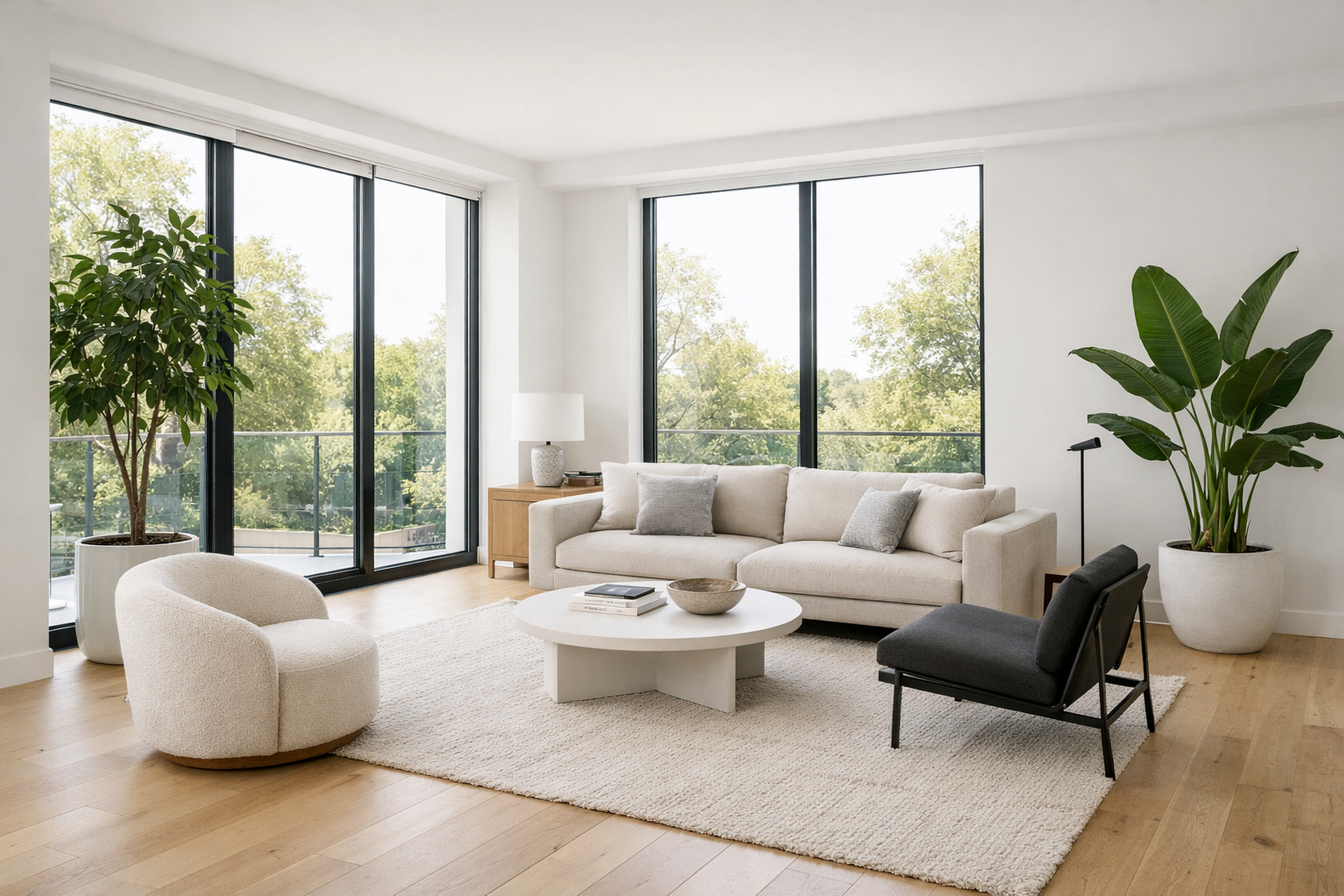 Dogal isikla aydinlanmis modern ic mekan fotografi